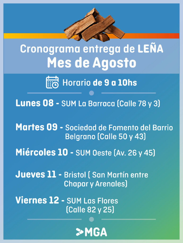 Entrega de Leña: Cronograma del 08 al 12 de Agosto